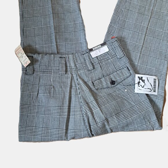 NWT Vintage Houndstooth Plaid Trousers Size 28  - 1990s Black and White … - Picture 6 of 6